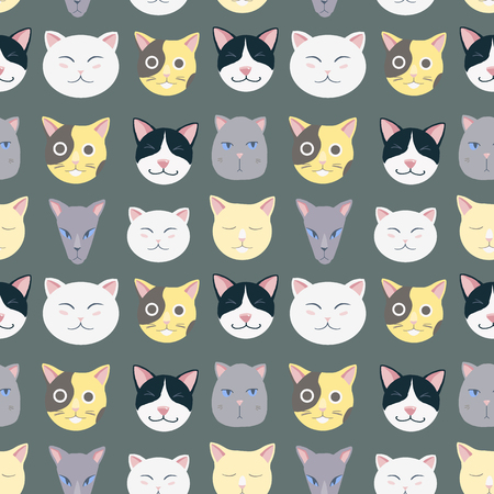 Beautiful seamless vector pattern with nice catsのイラスト素材
