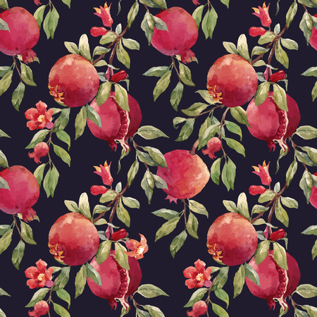 Pomegranate fruit vector patternのイラスト素材