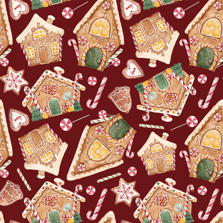 Watercolor christmas patternの写真素材