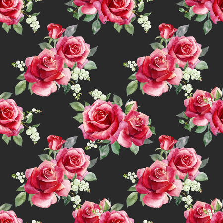 Watercolor floral vector patternのイラスト素材