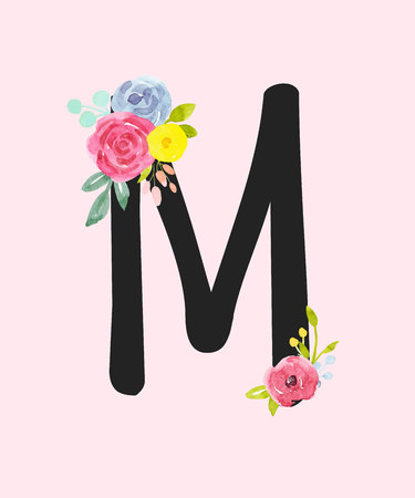 Watercolor vector roman alphabet capital letterのイラスト素材