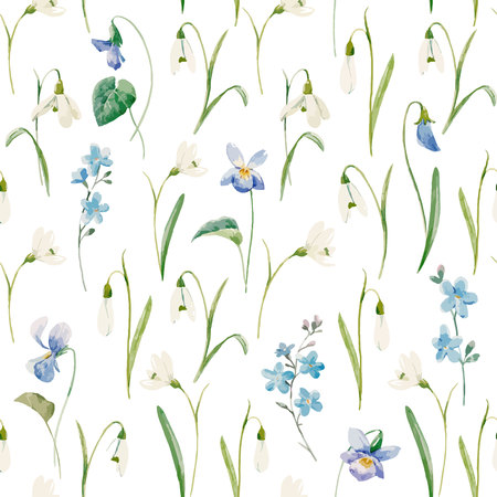 Watercolor floral vector patternのイラスト素材