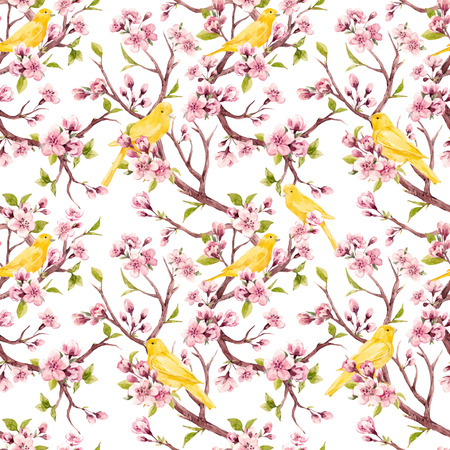 Watercolor spring floral vector patternのイラスト素材