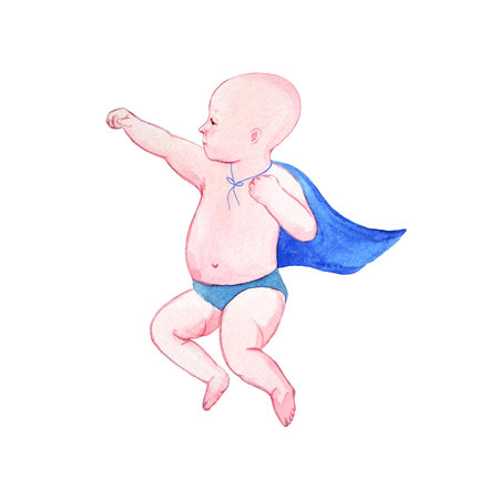 Watercolor baby illustrationの写真素材