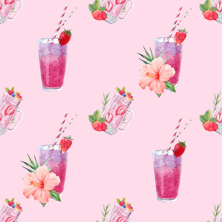 Watercolor smoothie vector patternのイラスト素材