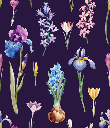 Watercolor floral vector patternのイラスト素材