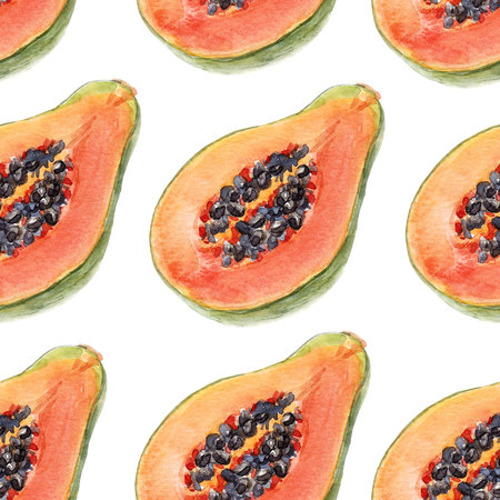 Watercolor papaya patternの写真素材