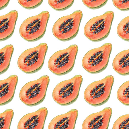 Watercolor papaya patternの写真素材