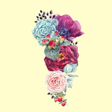Watercolor floral vector compositionのイラスト素材