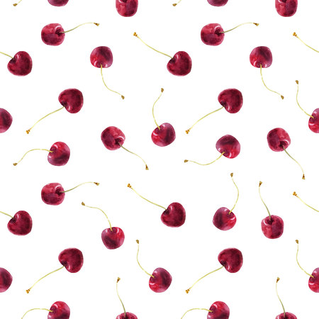 Watercolor cherry patternの写真素材