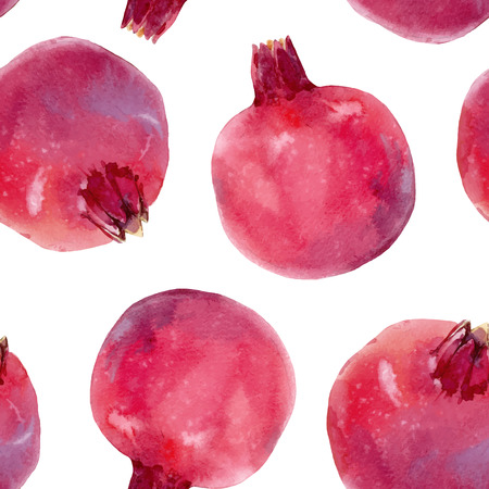 Watercolor pomegranate  patternのイラスト素材