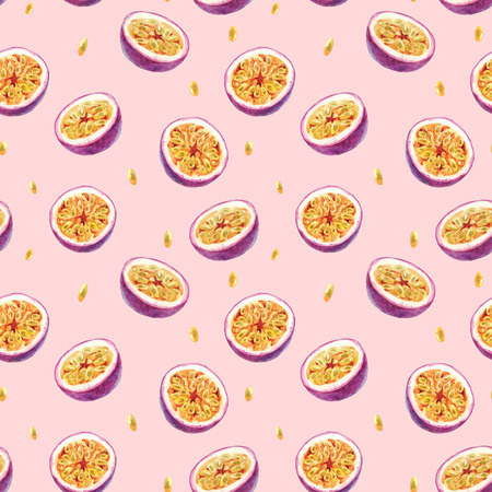 Watercolor passion fruit patternの写真素材