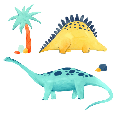 Watercolor dinosaur vector illustrtionの写真素材