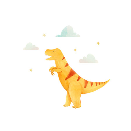 Watercolor dinosaur illustrtionの写真素材