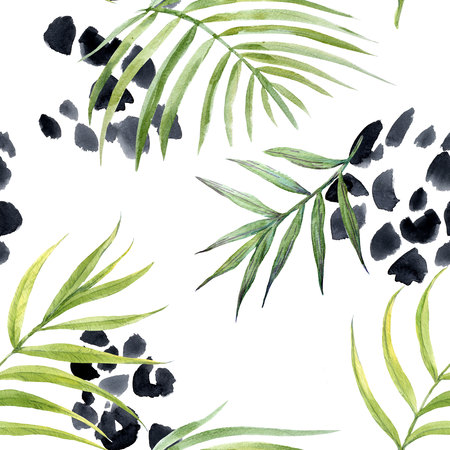 Watercolor abstract tropical patternの写真素材
