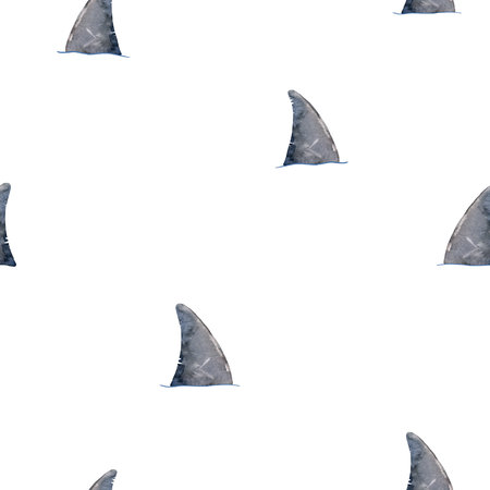 Watercolor shark patternの写真素材