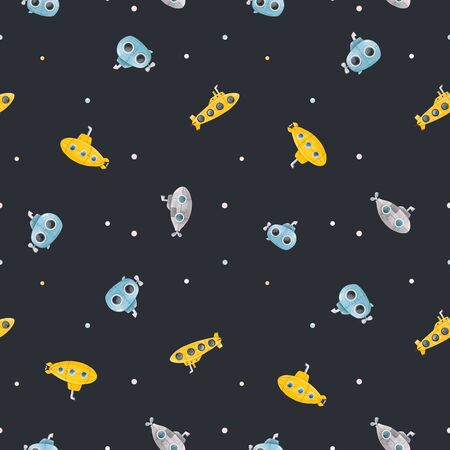 Watercolor underwater submarine patternの写真素材