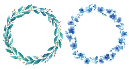 Watercolor floral wreathの写真素材