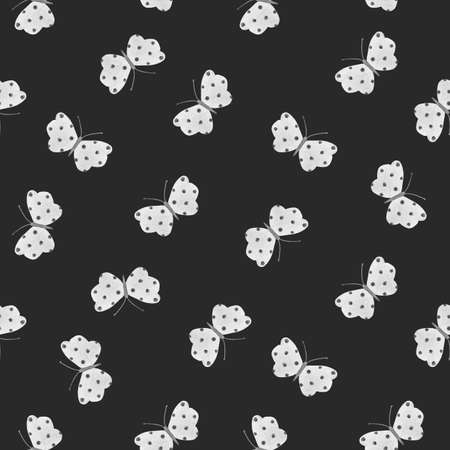 Beautiful seamless pattern with cute watercolor butterflies. Stock illustration.の写真素材