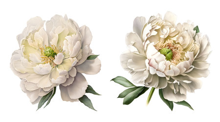 Beautiful image with gentle hand drawn peony flowers. Floral stock illustration.の写真素材
