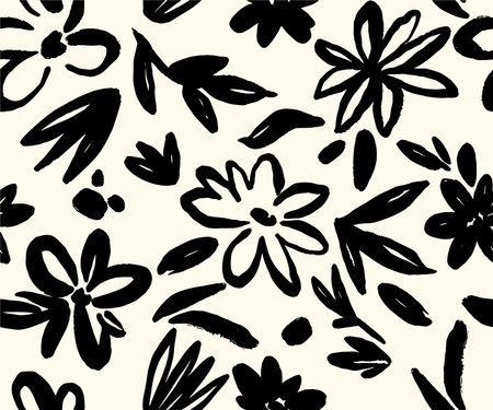 Modern abstract floral vector pattern. Collage contemporary seamless pattern. Hand drawn cartoon style pattern. Minimalismのイラスト素材