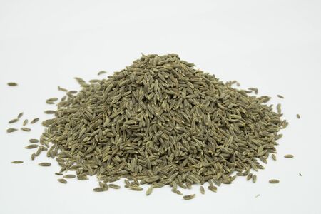 Cumin seeds isolated on white backgroundの写真素材