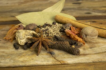 Garam Masala Ingredient isolated on wooden background