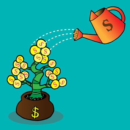 watering a money treeのイラスト素材