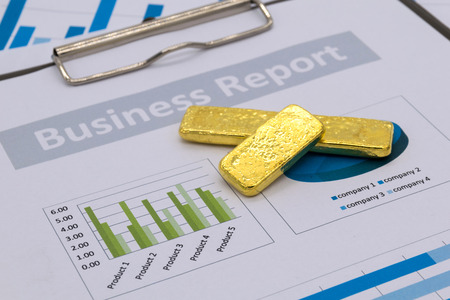 Gold Bullion on business report, Financial accounting, Selective focus.の写真素材