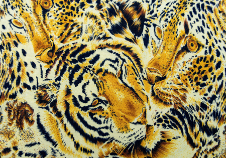 BANGKOK, THAILAND, 28 March 2016, Tiger and leopard and wild Animal pattern. skin backgroundのeditorial素材
