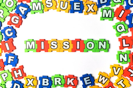 Puzzle mission on white backgroundの写真素材