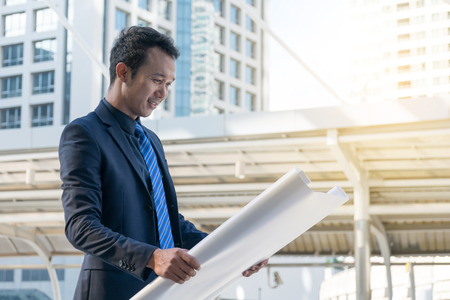 Businessman planning construction projectの写真素材