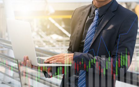 businessman check graph on notebook, finance concept