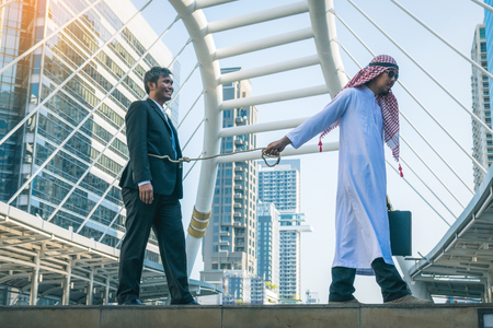 Arab businessman Pull the ropeの写真素材