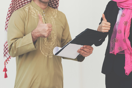 Arabic Business Couple Working In Officeの写真素材
