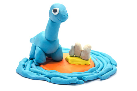 Play dough Brachiosaurus on white backgroundの写真素材