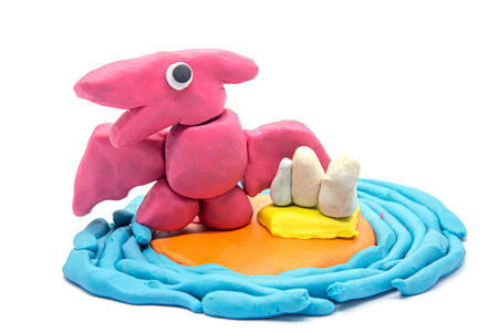 Play dough Pteranodon on white backgroundの写真素材