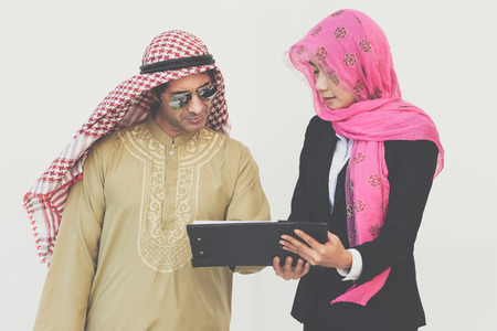 Arabic Business Couple Working In Officeの写真素材