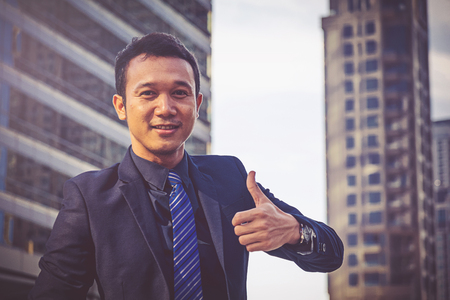 Businessman showing thumbs upの写真素材