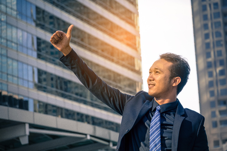 Businessman showing thumbs upの写真素材