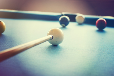 Colorful snooker ball on snooker table