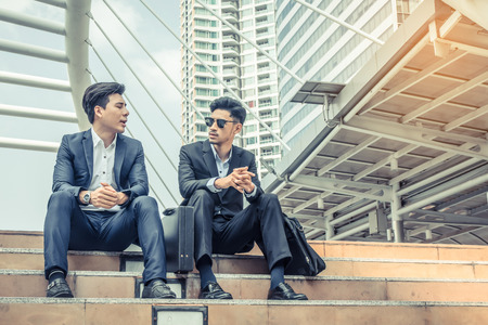 Two friend Business at city. Business teamの写真素材