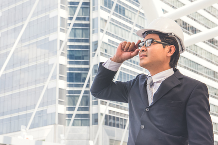 Businessman planning construction projectの写真素材