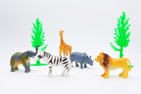 animal african model isolated on white background, animal toys plasticの写真素材