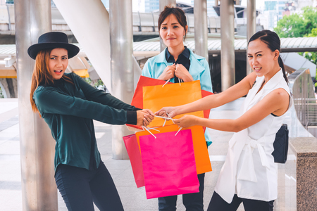 Happy woman with shopping bags enjoying in shopping. women shopping, lifestyle conceptの写真素材