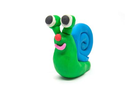 Play dough Snail on white backgroundの写真素材