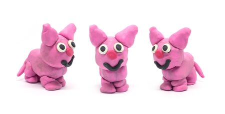 play doh Cat on white backgroundの写真素材