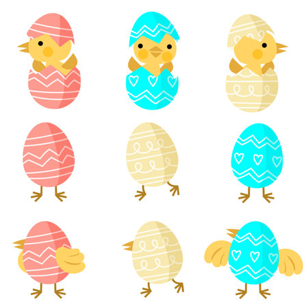 baby chicks and Easter eggs, Welcome spring seasonのイラスト素材