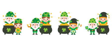 Gnomes Saint Patrick's Day Clipart, Gnome man and woman Saint Patricks,のイラスト素材