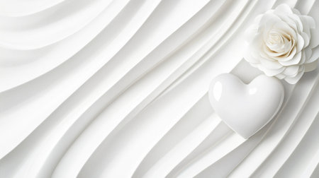 A white background heart ceramic flower rose minimal design wedding decor romantic love soft texture elegant style white background heart ceramicの素材